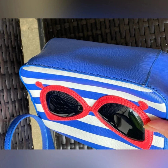 Kate Spade Sunglasses Blue & White Shoulder/Cross Body Bag - Picture 5 of 13